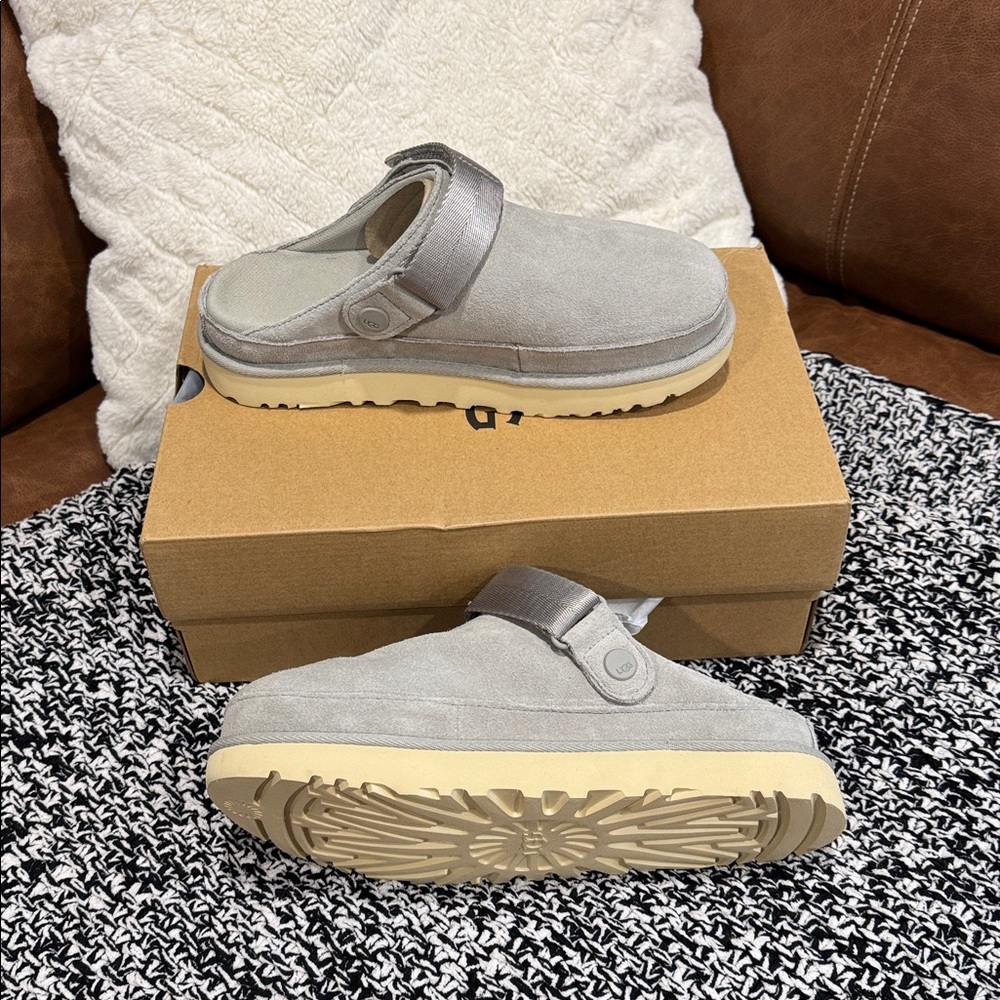 UGG Goldenstar Clog Women’s 7.5 Gray Suede Adjustable Strap New in Box - Picture 3 of 11